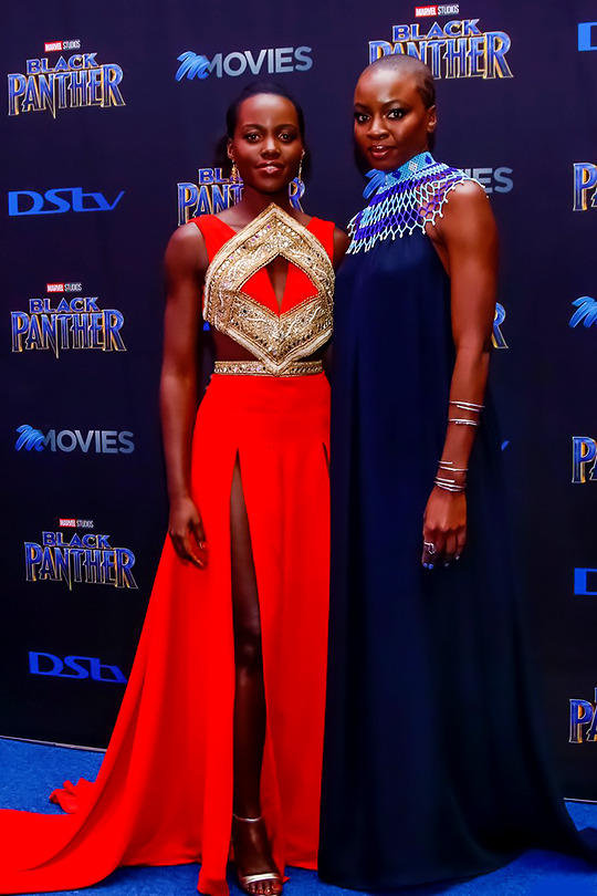 danaigurirasource:  Danai Gurira and Lupita Nyong’o at the South Africa Premiere