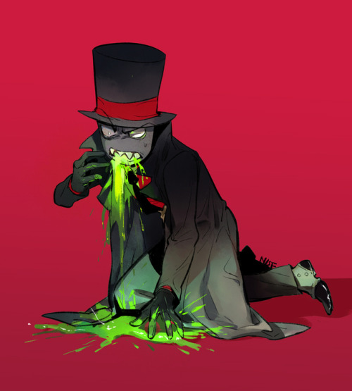 wraith615: [GORE WARNING] [(green)BLOOD WARNING?] [BODY HORROR WARNING] “Welcome, villains!” again it’s all about Black Hat 8D;; p3-Black Hat spits blood…….I think his blood will look greenish like Aliens AND PLEASE DON’T REPOST ANYWHERE ELSE
