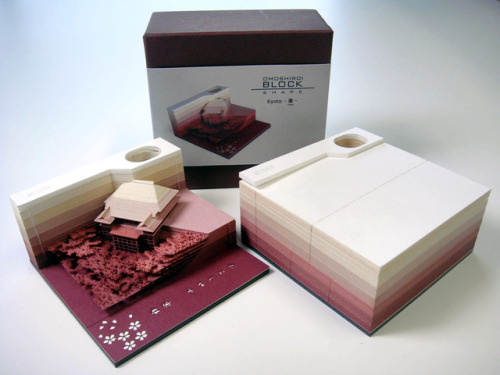 itscolossal:Omoshiro Block: A Paper Memo Pad That Excavates Objects as It Gets Used
