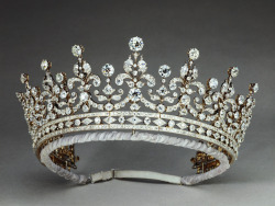 fawnvelveteen:Queen Elizabeth still wears this beauty frequently today. It came from Princess Victoria Mary of Teck (later Queen Mary), who received The Girls of Great Britain Tiara as a wedding present; she once wore it to an 1897 ball to complement