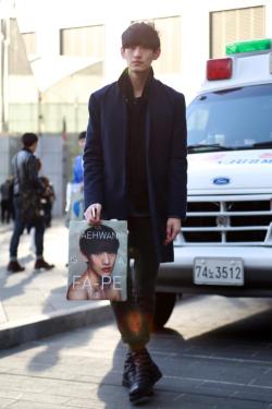 koreanmodel:  Streetstyle: Kim Taehwan at Seoul Fashion Week F/W 2013 shot by Park Sang Yo