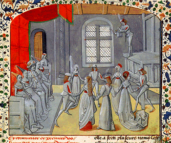 Round dance at the court of King Diodicias of Syria during the engagement party of his 33 daughters.