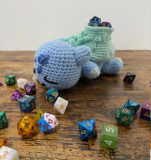 Crochet Bulbasaur Dice Bag made by Hannah Shoemaker