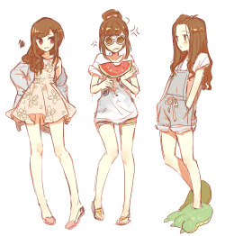 poobuttandboonie:doodle of some recent outfits my legs totally don’t look like that irl nor am i that pale cries