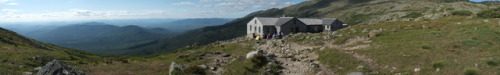 Panorama from 5,032 feet at AMC&rsquo;s Lakes of the Clouds hut on Mt. Washington from a recent hike