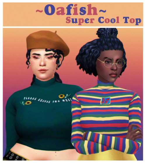 simulationcowboy: Some super cool tops based off of Lazy Oafs clothes! Stuff: -20 swatches -BGC -Tee