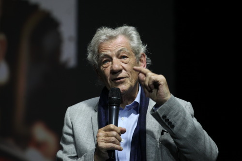 Sir Ian McKellen at Shakespearian Midsummer Night festival in Moscow. Q&A after Richard III scre