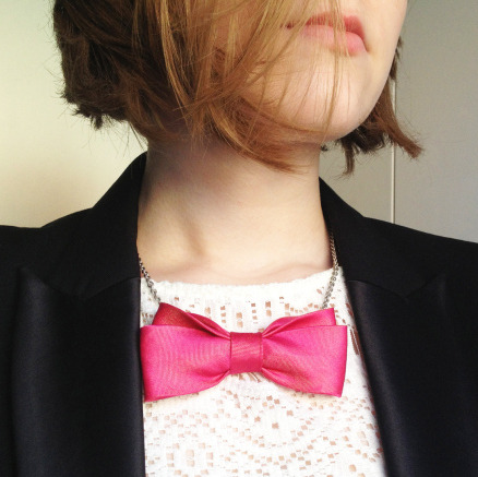 DIY Men’s Tie to Bow Necklace Tutorial from Plan B Anna Evers here. One of several things I do