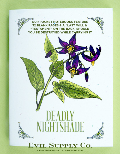 Deadly Nightshade notebook ($2.25)Nightshade is a staple in many poison gardens. Versatile and gorge