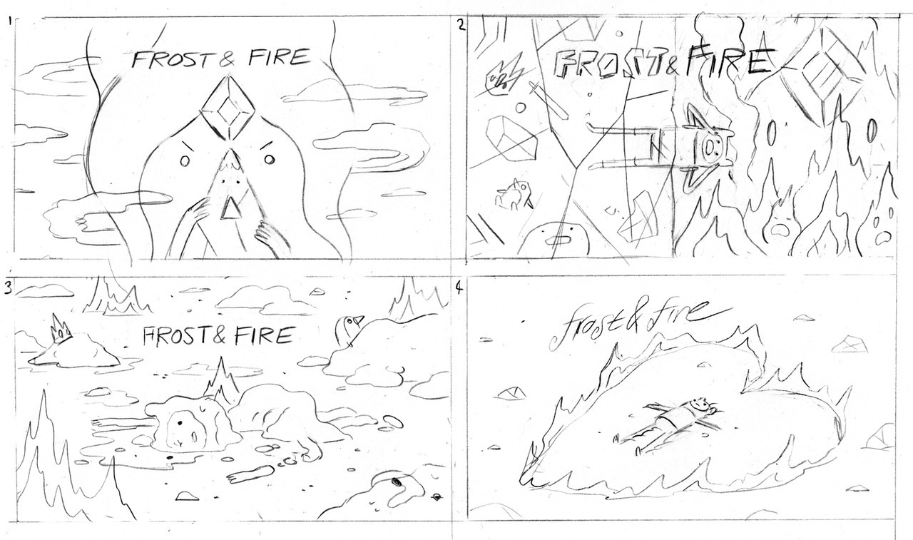 Frost &amp; Fire title card concepts by storyboard artist/writer Luke Pearson