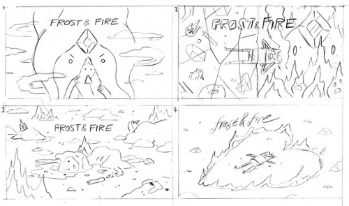 Frost & Fire title card concepts by storyboard artist/writer Luke Pearson