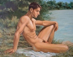 splendidgeryon:  “Lakeside” – Kent Neffendorf (Thanks to http://www.homoerotimuseum.net/ame/ame02/626/099.html)