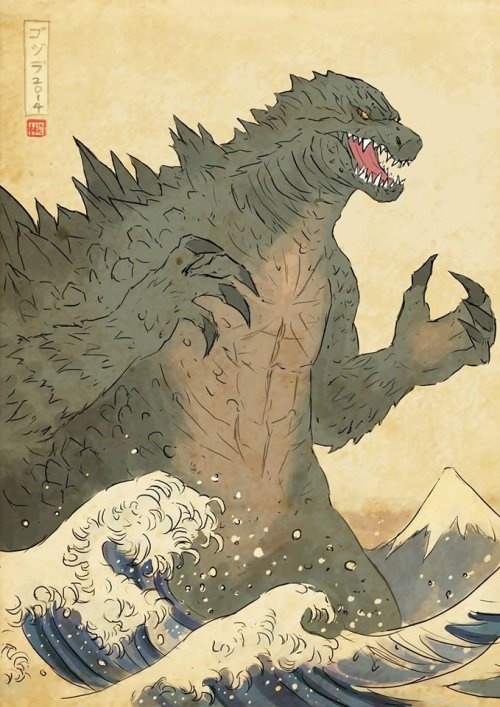 citystompers:Godzilla Ukiyo-e by HangKwong Lim