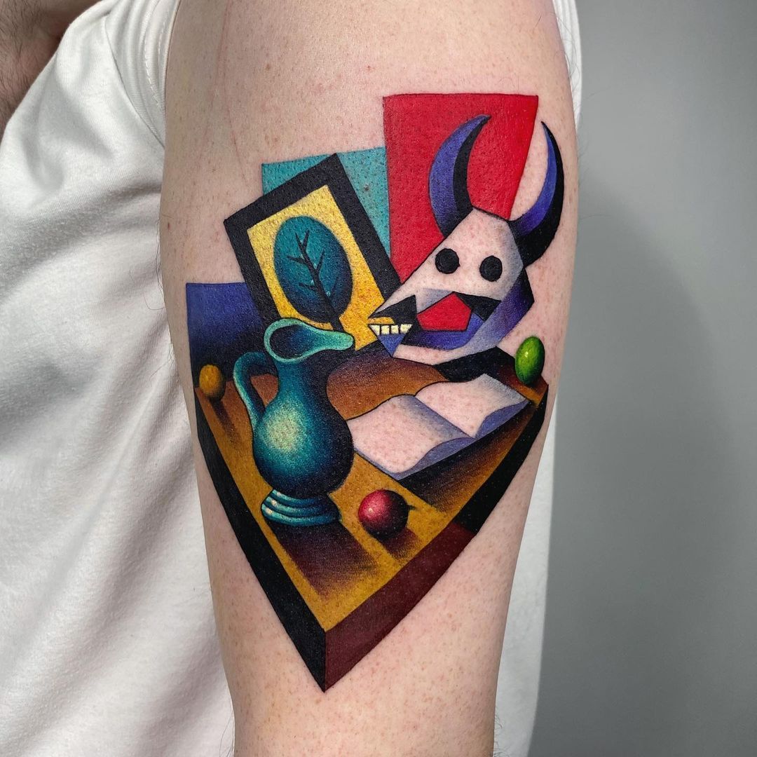 Cubism tattoo by Peter Aurisch (Nevada Johnny, Berlin, Germany) : r/tattoos