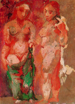 artist-picasso: Nude woman naked face and nude woman profile via Pablo PicassoSize: 58.5x43.2 cmMedium: watercolor on paper