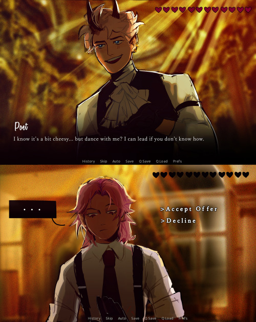 dump of my oc (dating sim demon???) and colkie’s oc (pink ….pink….pink….)spaghe