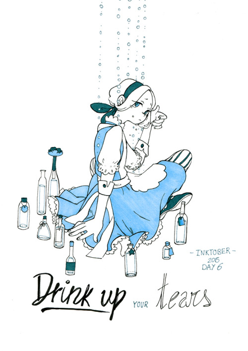 INKTOBER Day 6Little Alice, you better drink up your tears or you will drown in them.A little tribut