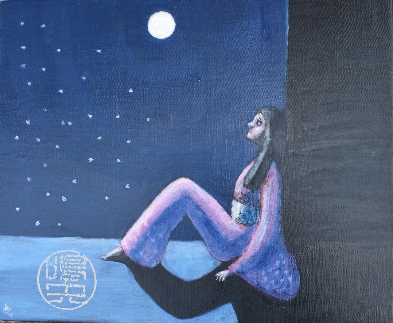 Full Moon in Kisaragi (Oil colours on linen canvas) Mar 2021
如月の望月　2021年3月
https://autumnq.exblog.jp/32572673/