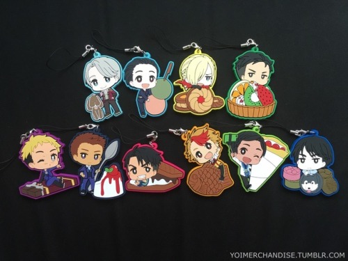 yoimerchandise: YOI x Frontier Works Tabekawa Trading Rubber Straps Original Release Date:September 6th, 2017 Featured Characters (12 Total):Viktor, Makkachin, Yuuri, Yuri, Otabek, Christophe, JJ, Michele, Minami, Phichit, Seung Gil, Seung Gil’s dog