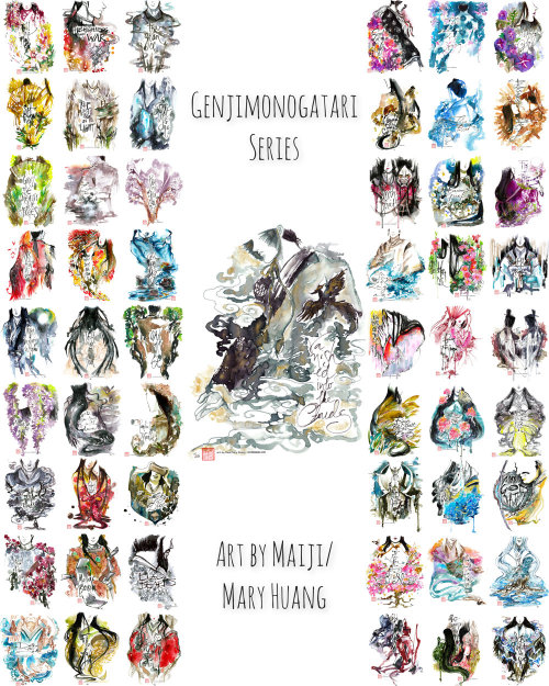 All 55 illustrations of the Genjimonogatari series in one collage!One of the main ideas behind this 