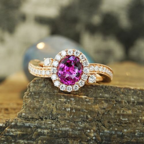 Sapphires in all different colors are trending like this purplish-pink beauty. What&rsquo;s your fav