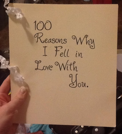 meganandhayley:  I just remembered that I never showed you all what Megan made me as part of my Christmas present! Inside of the book there are 99 individual pieces of paper, each with something she loves about me or an inside joke written on them. On