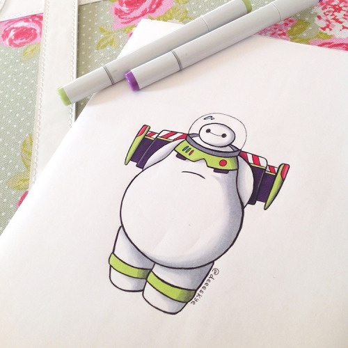 kungfu-mulutan:  Scotland-based, self-taught artist Demetria Skye has created an adorable series of illustrations that showcase Baymax, a healthcare-providing robot from the animated film Big Hero 6, dressed as other popular Disney characters. Baymax