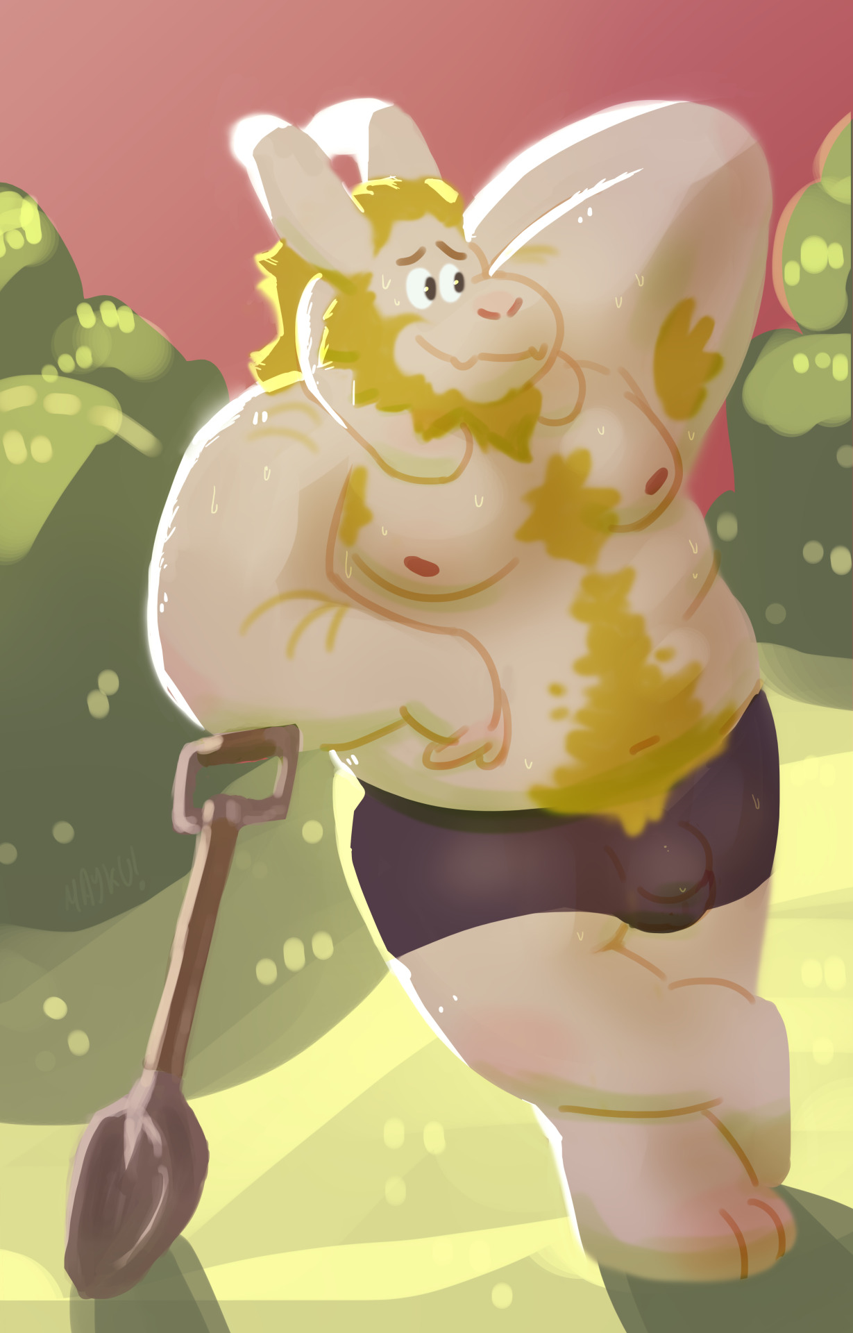 themaykubear:  “Un papi cabra después de un día duro en el jardín”Realmente