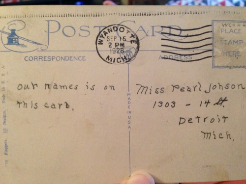 digthistreasure:  Found while sorting through a huge batch of postcards purchased last Friday. Two q