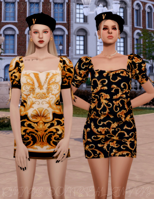 [RIMINGS] VERSACE Baroco Pattern Dress & Beret & EarringMARCH GIFTBOX - DRESS / HAT / EARRIN