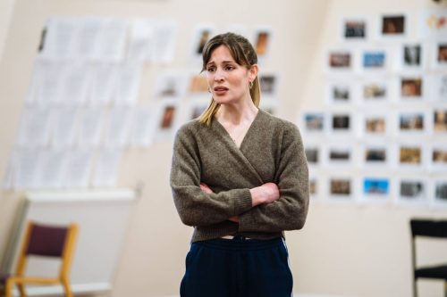 Julius Caesar rehearsal pics &copy; Helen MurrayAnna Crichlow as BrutusCharlotte Bate as Cassius