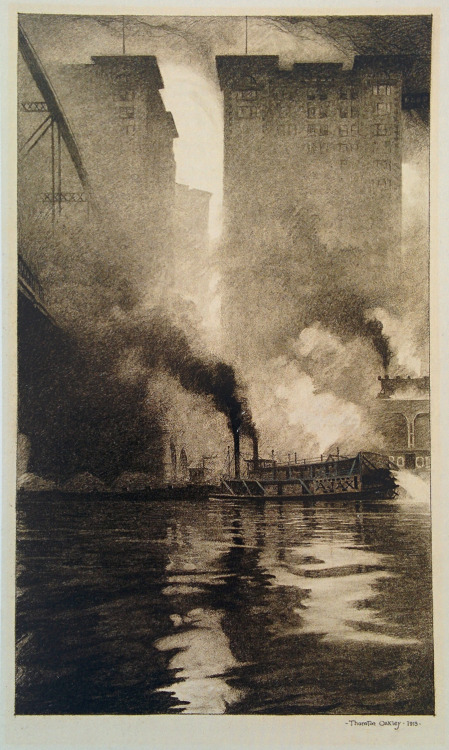 Thornton Oakley - Beneath the 6th Street Bridge / Fulton and Bessemer Buildings - 1913