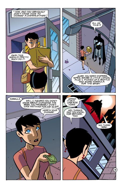 wcreaf:zatannawayne:You will be very, very sorry…. Forever.Gotham Adventures #26This should be the new “is your Batman remotely like Batman” test. Can your version of Batman be caring enough to hold and care for a small child, yet still menace