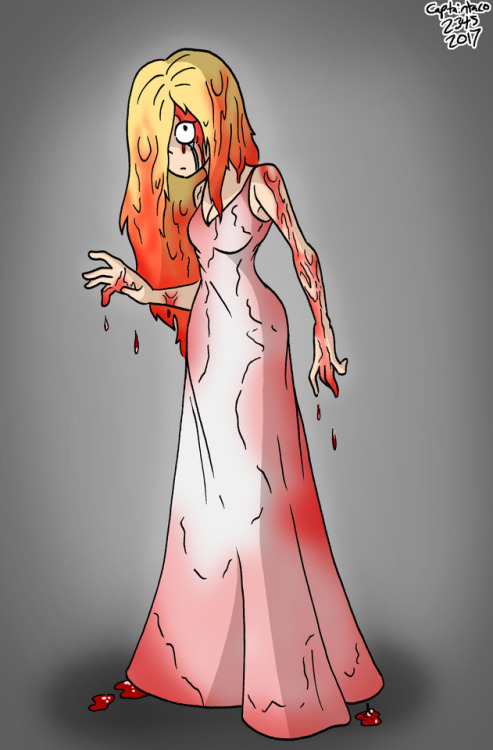 I saw Carrie for the first time around Halloween, and even though I was super bored, the ending was pretty intense. I decided to do some fanart of Carrie herself, and I decided to do variants with and without a background.