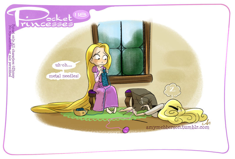 amymebberson:  Pocket Princesses 118 - Knitting lesson Please reblog, do not repost