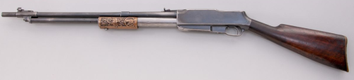 Standard Arms Model G Pump Action Rifle,Produced between 1909 - 1914.  The brass forearm and buttpla