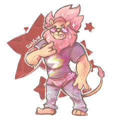 gafreitasart:  A friend of mine told me I should draw my lion character in glam rock fashion, so here it is!  Nothing more fabulous than some sparkling pink mane! 