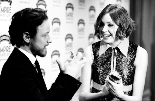 Karen Gillan and James McAvoy at the 2015 Jameson Empire Awards