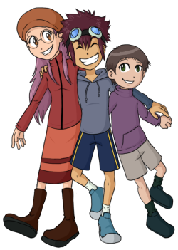 demonoflight:  Adventure 02 newbie Chosen Children being happy friends. Because I just finished a rewatch of 02 and I love these baby nerds so much. 