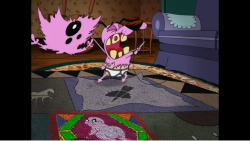 In the episode of Courage the Cowardly Dog “The Quilt Club,” Muriel gets sucked into a possessed Quilt. To save her, Courage starts sewing in memories to snap her out of it. One of these memories is his fur. Lucky for him he’s got Tighty Whities