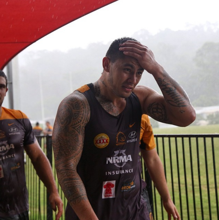 roscoe66:  James Gavet, Daniel Vidot and Corey Oates of the Brisbane Broncos 