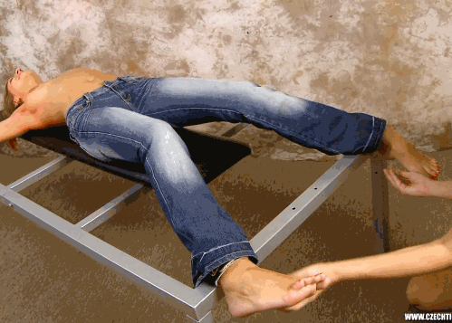 levelupman:  This topless, blue-jeaned beauty gets tickled for being hot. Too bad