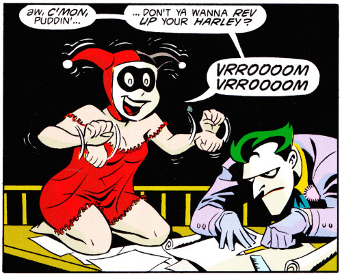comicbookvault:Bruce Timm’s original rough panel of Harley seducing The Joker from BATMAN ADVENTURES