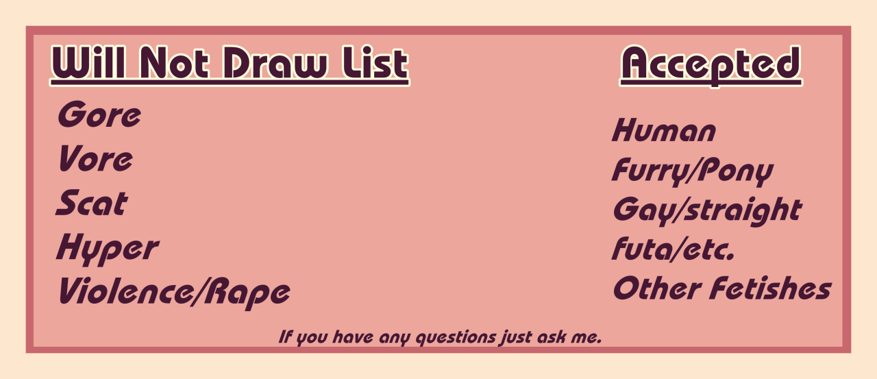 somescrub:  somescrub:Updated Commission Sheet  Commission FAQ Here! &lt;—