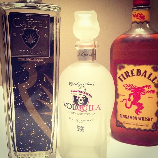 ready to get crazy!!! #elcartel #daddyyankee #vodquila #fireball #bday #bdayparty