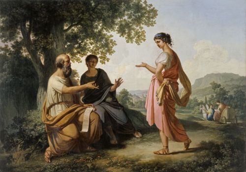 lionofchaeronea:Socrates with Students and Diotima, Franz Caucig (Franc Kavčič), by 1810