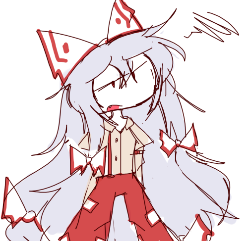 “What are you starin’ at?”i was practicing a bit drawing mokou&hellip;.