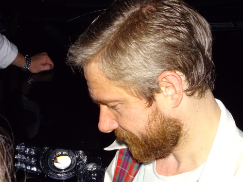 rox712:Martin at the Stage Door of Richard III on August 6th. Lots of people and it was very dark, b