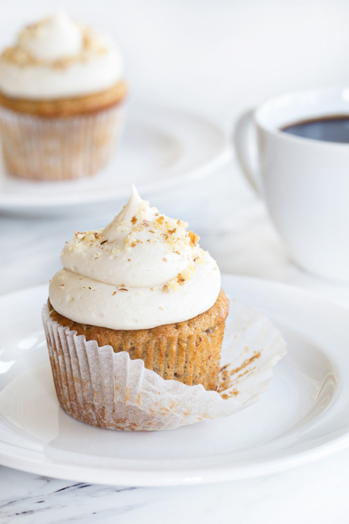 banana cupcakes with cream cheese frosting.