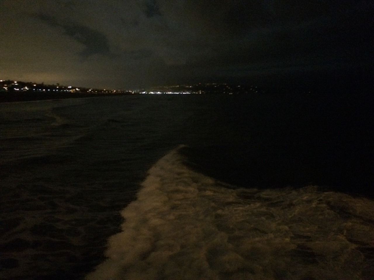 Night walk in Manhattan beach. Full moon.